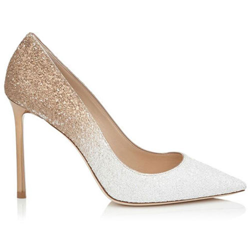 Shallow mouth sequins gradient high heels