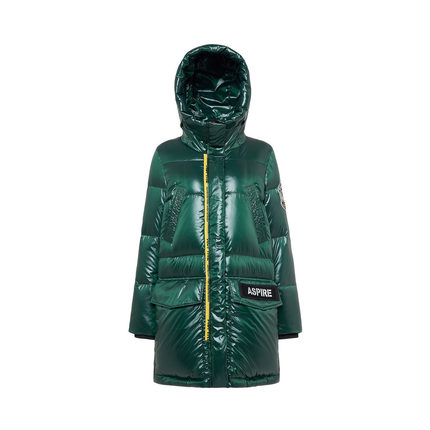 Shadow green and white goose down jacket